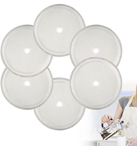 French Press sieb für Kaffeedrücker, 6 Stück french kaffeemaschinen ersatzfiltersieb, 10cm Edelstahl Ersatzfiltersieb für Kaffeedrücker für 1000 ml / 8 Tassen French Press Kaffeemaschinen