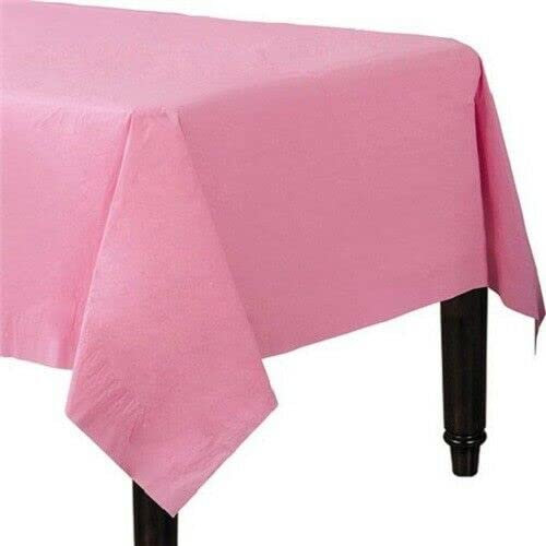 Karrma Pack of 4 Paper Disposable Table Cover - Tablecloth for Indoor or Outdoor - All Occasion Baby Shower, Wedding, Birthday, Christmas, Halloween, Easter Party Decorations 90x90cm (Baby Pink)