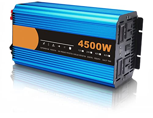 TOOJUN Inverter DC da 24 V a AC 220V Converter Pure Sine Wave Power Inverter con 2 Porte AC e 1 Porte USB per Camion per Case Camper ed Emergenza,4500W
