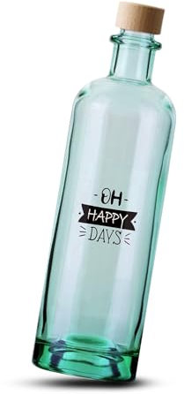 Wild - Message in a Bottle | Botella de vidrio 100% reciclado con tapón de rosca | Línea Mood- Oh Happy Days 700ml Elegante botella de diseño | Respetuoso con el medio ambiente y verde