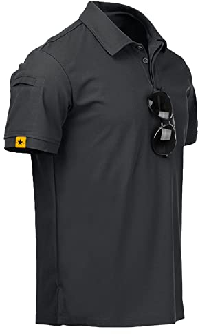 JACKETOWN Poloshirts Herren Kurzarm Atmungsaktives Schnelltrocknend Poloshirts Männer Sommer Knopfleiste T-Shirts Männer Casual Sport Shirt Basic Regular Fit Golf Polohemd(Dunkelgrau-L)