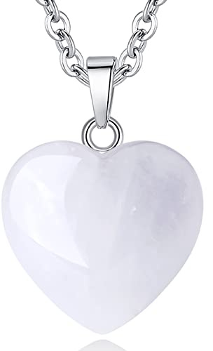 XIANNVXI Clear Quartz Necklace Crystal Heart Pendant Necklaces for Women Natural Healing Gemstone Pendant Reiki Jewellery Gifts