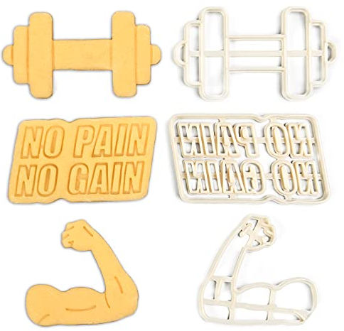 Dekorative 3D-AUSSTECHFORMEN „Fitness“ aus Bio-Kunststoff spülmaschinenfest (Fitness 3er Set)
