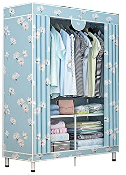 Temporärer Kleiderschrank mit Metallrahmen,offener Multifunktionsschrank,einfacher zusammenklappbarer Schlafzimmer-Kleiderständer,vollständig geschlossen,170 x 100 x 48 cm (Größe: 170 x 100