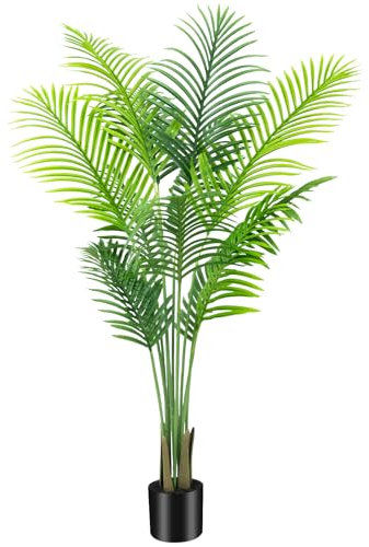 AnTing Künstliche Areca-Palme, künstlicher tropischer Baum, 152 cm, künstliche Palme, Innendekoration mit 13 Stämmen für Zuhause, Büro, Garten, Hotel, Dekoration, Geschenk (1 Stück)