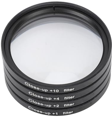 4 in 1 Close Up Filter Kit, 1 +1 +2 +4 +10 Macro Lens Filter Optical Glass Close Up Lens Filter Kit with Storage Pouch for DSLR Camera (58mm)