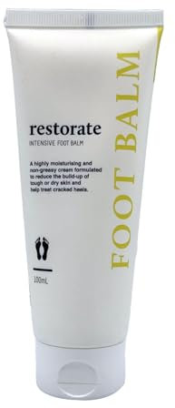 Restorate Intensive Foot Balm 100ml Tube - Podiatrist Designed For Cracked Heels & Dry Hard Skin - Non Greasy - Fast Absorbing - Contains Urea, Shea Butter, Macadamia & Vit E