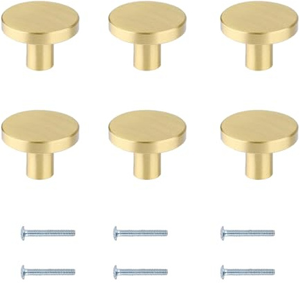 YSBCNK 6 Pcs Gold Handles, Drawer and Cupboard Knobs, Wardrobe, Closet, Kitchen Handles, Home Decorating, (20 * 25mm)