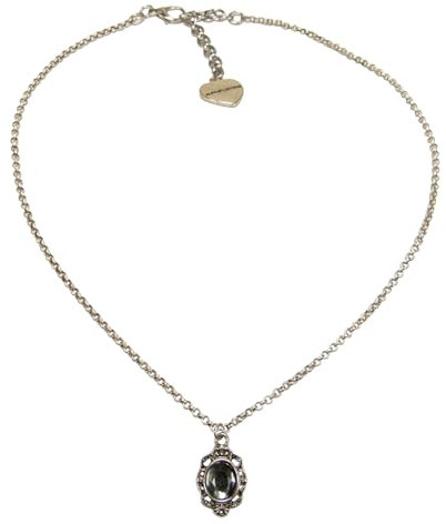 Alpenflüstern Trachtenkette Metall Trachtenstein - Damen-Trachtenschmuck Dirndlkette (antik-silber-farben) DHK344