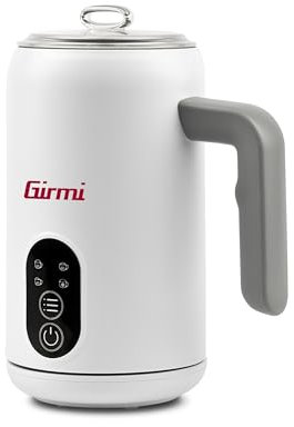 Girmi ML53 Montalatte, 500 W, Capacità 300 ml, Spegnimento Automatico, 4 Funzioni, Latte caldo, Schiuma fredda, calda e densa, Base d'appoggio fredda, Comandi Touch,Bianco
