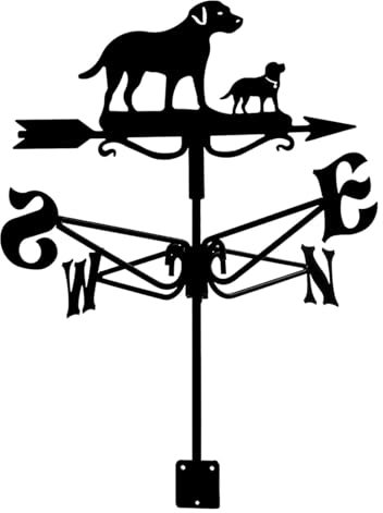 HEIDOUOZ Wetterfahne, Wind Vane, Wetterfahne aus Metall, Wetterfahne aus Edelstahl, Dekoration mit Zwei Hunden, Wetterfahne mit Bauernhof-Szene, Gartenstecker