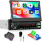 SIXWIN Radio Coche Bluetooth 1 DIN con Wireless Carplay, Android Auto, Mirrorlink et Dab+, 7'' Eléctrica Retráctil Pantalla Táctil Reproductor Multimedia con Bluetooth/FM/AUX/Type-C