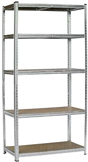 Benson Tools Verstellbares Regal für Lagerung und Organisation, 180 x 90 x 40 cm, Belastbarkeit 175 kg pro Fach, Galvanisierter Metallrahmen mit 5 MDF-Böden, ideal für Garage und Werkstatt