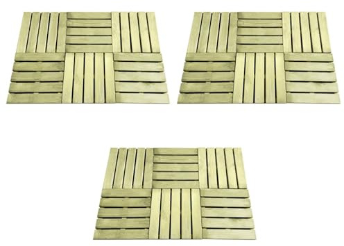 Rainery Dalles de terrasse 18 pcs 50x50 cm Bois Vert Panneaux de Jardin Carreaux de Protection pour Sol, Extérieur, Balcon, Piscine, Spa