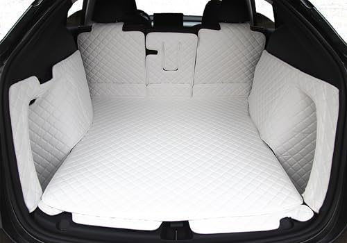 Tesla Model Y 5-Seater 2026 Juniper Launch Edition Waterproof Trunk Liner – Bright White Full Coverage Cargo Mat+Backseat Protector+High Side Panels+Door Sill Protector(White)