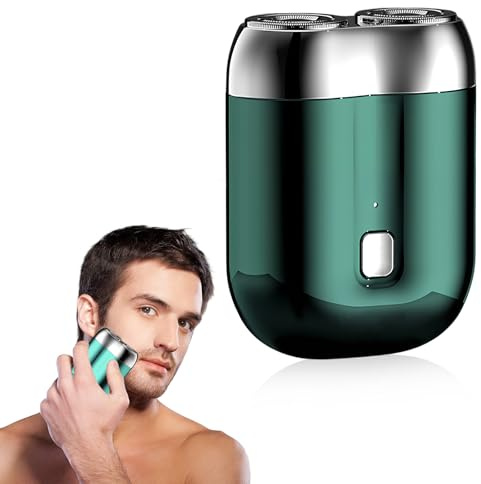 Mini Afeitadora Eléctrica Hombre, Afeitadora Eléctrica Portátil, Afeitadora para uso en seco y húmedo, Recargable por USB, Impermeable, para uso diario en el hogar, viajes, oficina (Verde)