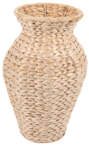 PRETYZOOM Vase à Fleurs Tressé en Tige de Massette Beige Fond Plat Stable, Décoratif et Anti-basculement, pour Plantes et Fleurs Artificielles en Chambre ou Jardin