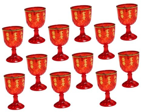LIFKOME 12pezzi Bicchieri Da Vino in Plastica Per Feste Di Matrimonio Bicchieri Da Liquore Cinesi Per Party Decorati Augurale