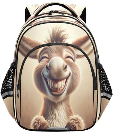 RPLIFE - Kids Backpack for 3-8 Years Old Boys Girls Boys Girls School Backpack for 3-8 Years Old Boys School Backpack 15 Inch, Cute donkey laughing, Chica
