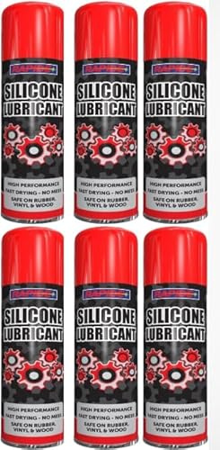 6 x 250ML HIGH PERFORMANCE SILICONE LUBRICANT SPRAY ELIMINATES SQUEAKING STICKING