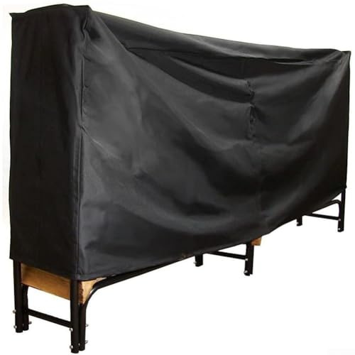 wenyouya Heavy Duty 8ft Firewood Rack Cover Waterproof Oxford Cloth with PVC Coating for Outdoor Wood Storage (244x34x100cm, Black)