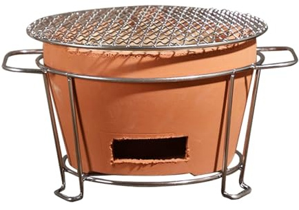 Stufa a Carbone in Argilla Rossa, Stufa a Carbone in Argilla da Tavolo, Stufa per Riscaldamento Domestico, con griglia, Multiuso, per casa, Campeggio, Accessori da Cucina (29 cm 11 Pollici)