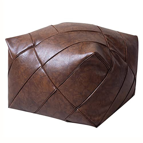 Premium Leder-Pouf, ungefüllt, marokkanischer Sitzhocker, quadratischer Ottomane, Sitzsack-Stuhl, moderne Fußstütze, Aufbewahrungslösung