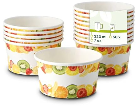 GREENBOX Eisbecher bedruckt (beschichtet) S Früchte 150 ml, max. 220 ml, Ø 92 mm