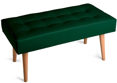 MG Design Polsterbank 45 × 90 cm in Grün – massives Holzgestell, weich gepolstert, samtig-weiche, fein & dichte Oberfläche, pflegeleicht – für Wohnzimmer, Schlafzimmer & Flur