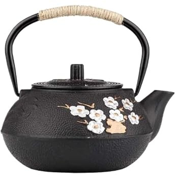 Juego De Té Teteras Con Colador Infusor De Acero Inoxidable, Tetera Hierro Fundido Flor Ciruelo Para Agua Hirviendo, 800ML Juegos De Té Para Adultos