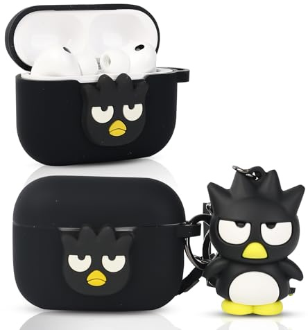 LEWOTE Compatibile con Apple Airpods Pro 3 Custodia protettiva divertente e carina Cover Slim Cartone animato con chiavetta a forma di bambola (Black Bird)
