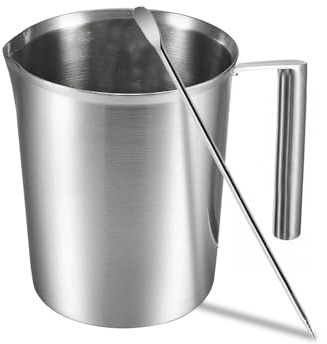Ziyonix 1000 ml Brocca in Acciaio Inox, Bricco per Latte in Acciaio Inox Bicchiere Graduato per Misurazione a Resistenza Misurino in Acciaio con Beccuccio e Labbro per Casa Cucina Ristorante Teaade