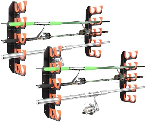 Porte Canne à Pêche, 2 Paire Support de Canne à Pêche Horizontal, Rod Rack Stockage de 20 Pôles, Support Cannes à Pêches Ratelier, pour Garage, Bateaux, Montage Plafond Ou Mur