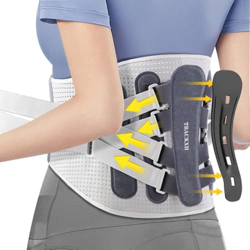 TBACKXH Brace Dorsal Avec 7 Soutiens En Métal, Bandage Dorsal Confortable Pour Hommes & Femmes Avec Coussin Lombar 3D Amovible Contre Douleurs Au Dos Inférieur & Hernie Discale, Ceinture Dorsale-L