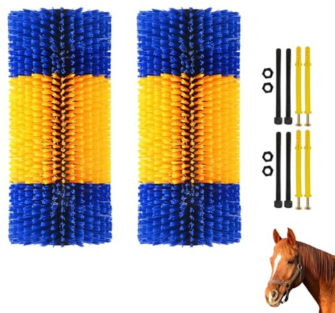 2Pcs Vieh Kratzbürste, Universal Pferdebürste, Halbrunde Kratzbürste Für Nutztiere, Anti-Juckreiz, Reinigung, Nylon Kratzmatte Massagebürsten, Rückenkratzen für Pferd Kuh Andere Nutztiere