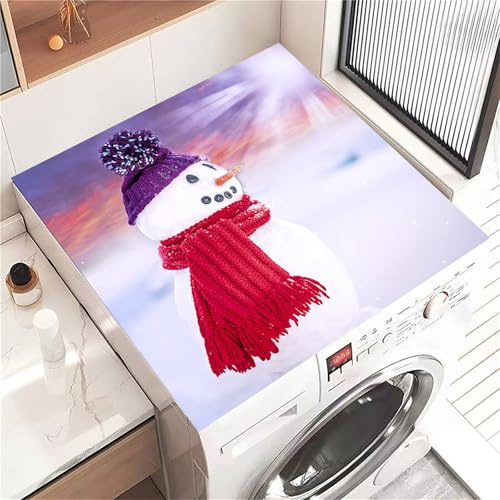 Highdi Housse de Protection pour Machine à Laver Top Motif Bonhomme de Neige, Coussin de Machine à Laver Antidérapant, Tapis de Protection pour Dessus Sèche-Linge Séchage Rapide (Violet 2,60x60cm)