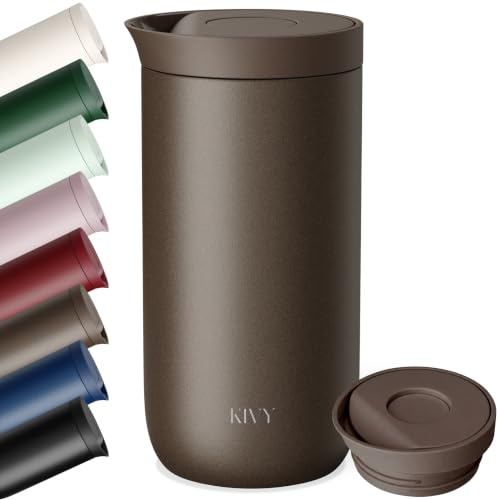 KIVY termosmugg 500 ml – 6 timmar varm | 24 timmar kall – diskmaskinstålig -BPA-fri | Läckagesäker – för kaffe, te & iced kaffe – kaffe att gå mugg – termosmugg med lock – isolerande mugg – resemugg