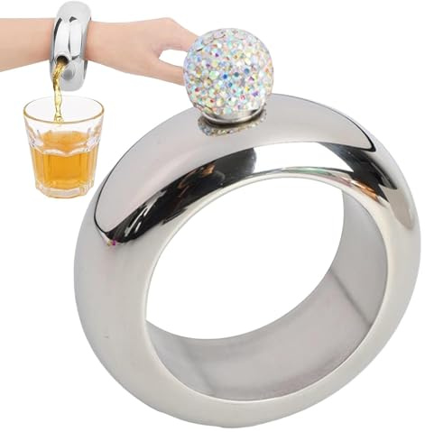 Flacon À Bracelet En Acier Inoxydable De 3,5 Oz | Bracelet De Flacon De Hanche | À Alcool Portable Mignon Pour Whisky, Anniversaire De Vin, Danse, Concert, Accessoire De Boisson De Festival
