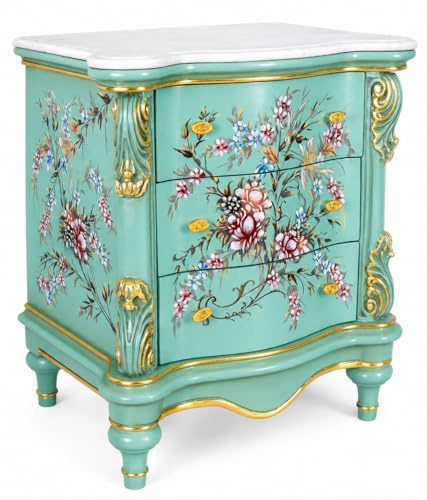 PALAZZO INT Commode de luxe « Jardin baroque » - Acajou baroque avec marbre
