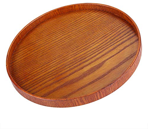 Piatto in Foglia di Palma Piastra di Servizio in Legno Rotondo tè Dessert di Frutta Torta Snack Caramelle Ciotole per la casa e per la ristorazione, Legno, 33 cm