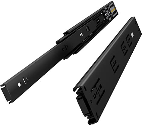 VADANIA 350mm Soft Close Drawer Runners #VK1245 1 Pair (2 Packs), 45kg Load Capacity Full Extension Ball Bearing, Side Mount, Self Close Slides for Kitchen Cabinet, Bedstand, Office Drawers, Black