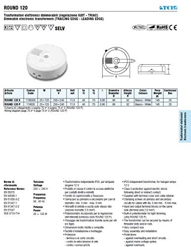 Transformador eléctrico bombilla halógena 20-120 W 11,6 V 230-240 V AC