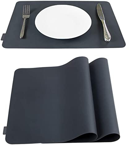 Webake Juego de 2 Manteles Individuales de Silicona Antideslizantes Manteles Individuales Tela Protección de encimera 45 x 30 cm (Negro)