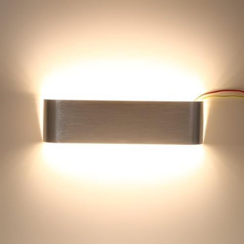 Applique murale moderne à LED Lampes de luminaire 12W/18W 2700K-6500K Lampes murales intérieures en plâtre de haut en bas pour chambre à coucher couloir escaliers salle de bain(12W 30CM-blanc chaud)