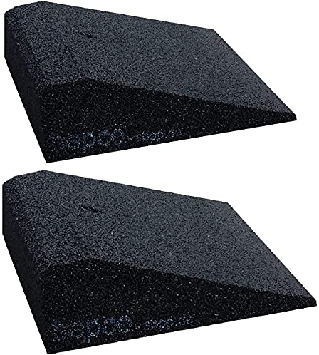 bepco Lot de 2 rampes pour vélo et Scooter - 25 x 25 x 10 cm - en Caoutchouc - Noir, avec rondelles intégrées pour la Fixation