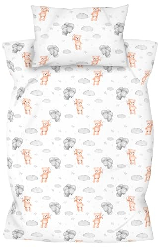 Amilian Ensemble de literie pour Enfant 100x135 - Parure de lit pour bébé complète pour lit bébé avec taie d'oreiller 40x60 en 100% Coton pour garçons et Filles