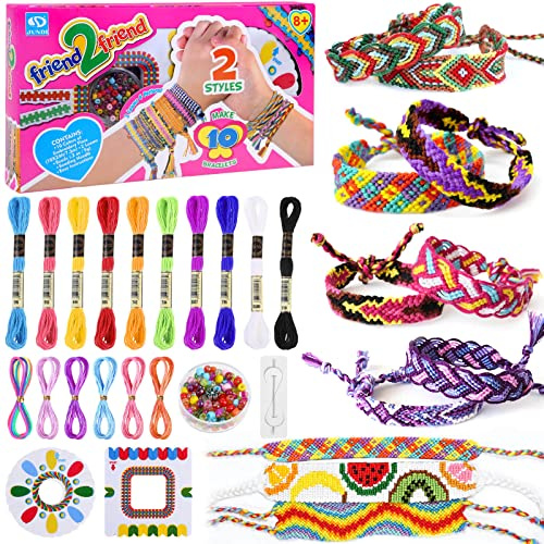 modacraft Freundschaftsbänder Bastelset mit Perlen Baumwollgarn Kordeln Gewebtem Brett Bebilderte Anleitung Freundschaft Armbänder Basteln Flechtset Knüpfset für Kinder ab 8 Jahre Geburtstagsgeschenk