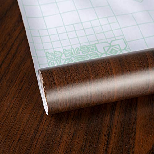 TOTIO Papel pintado de nogal marrón oscuro, autoadhesivo, impermeable, vinilo para muebles, para cocina, baño, armario, bricolaje, espesar 40CMx9M pulgadas, papel de contacto de grano de madera