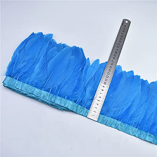 Meter/Menge weiße Gänsefeder-Band trimmt 15–20 cm DIY Federn für Handarbeiten, Dekor, Kleid, Stoff, Gürtel, Kleidung – Seeblau