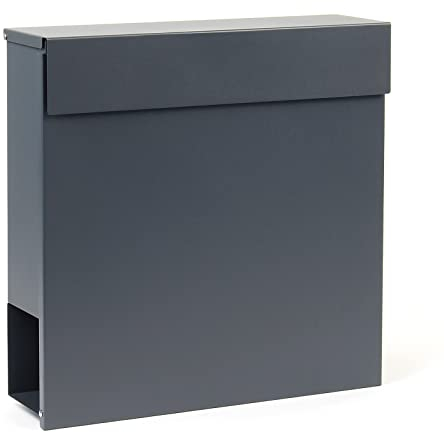 Wiltec Cassetta postale con vano portagiornale V49 antracite 370 x 105 x 370 mm acciaio zincato verniciato polvere